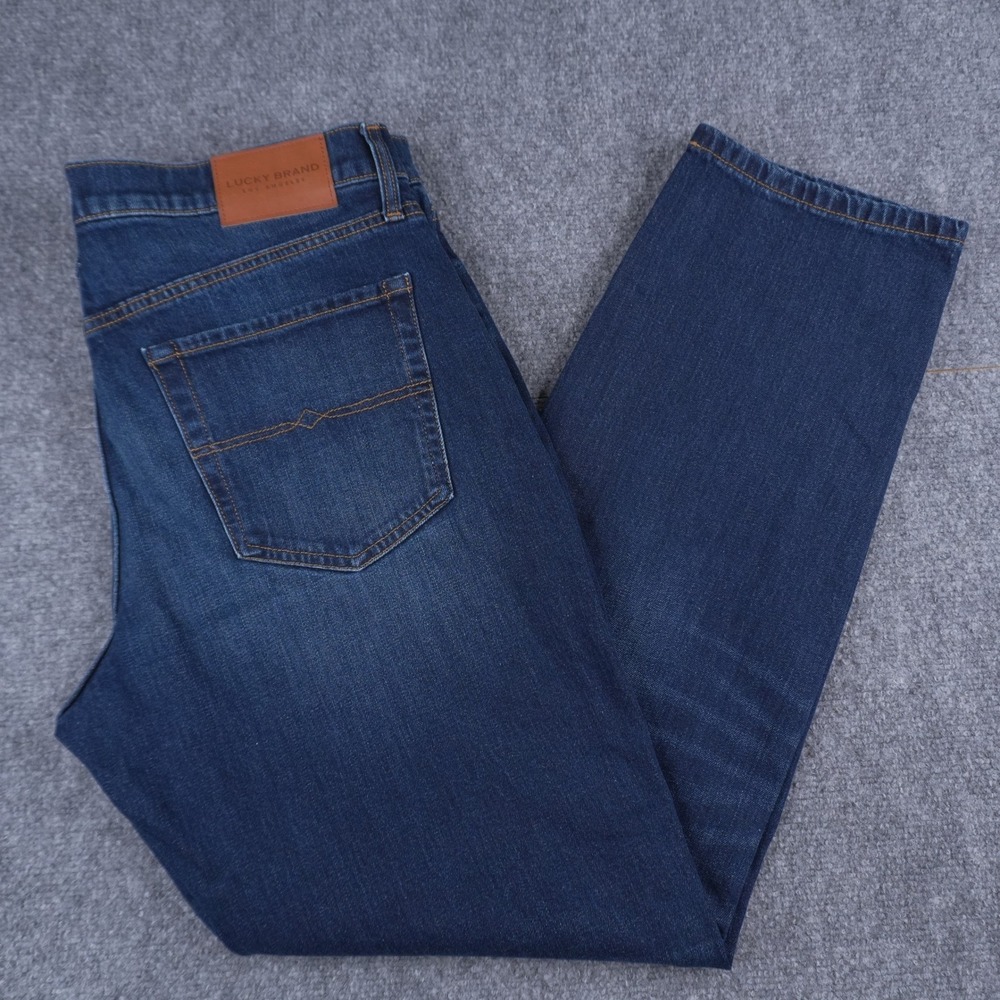 Lucky‎ Brand 121 Slim Straight Jeans Mens 36x32 Blue Dark Wash Denim Pants